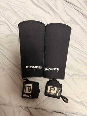 PIONEER Black Heavy Wrist Wraps and Knee Sleeves Set